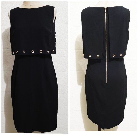 Calvin Klein Dresses & Skirts - NWT Calvin Klein Black Gold Cape Sheath Dress 8P